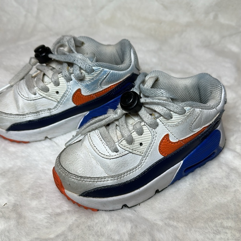 Nike toddler size 9 Air Max 90 Leather TD 'White Midnight Navy' - Picture 3 of 6